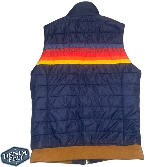 Aviator Nation WOMEN'S Navy Blue 5 STRIPE FULL ZIP PUFFER VEST | EUC⚡️MSRP$395 - Picture 12 of 16